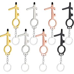 8Pcs No Touch Door Opener Tool with Stylus, Reusable Multifunctional Stylus Keychain,Button Pusher, Bottle Opener Tool, 4 Colors, Black, Gold, Silver, Rose Gold. in Kuwait