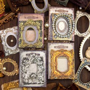 40 Pcs Classical Romance Lace Frames Scrapbook Paper,Vintage Window Frame Collage Paper Scrapbooking Paper Retro Background Decorative Paper For Junk Journal Scrapbooking Materials Scrapbook Supplies