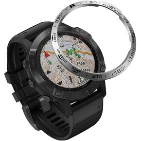 KOMI Stainless Steel Bezel Ring Compatiable with Garmin Fenix 6 Watch, Watch Ring Protective Case Cover Screen Protector for Fenix Watch Accessory