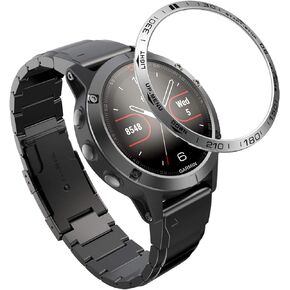 Watch Bezel Compatible for Garmin Fenix 5/5 Plus Bezel Ring, Stainless Steel Watch Bezel Loop Adhesive Cover Scratch Resistant Protection Metal Bezel Styling Dial Circle for Fenix 5/5 Plus