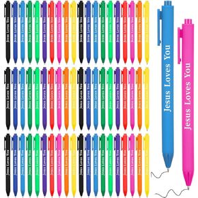 Jetec 100 Pcs Jesus Loves You Pens Colorful Christian Pens Bible Verses Retractable Gel Pens Christian Gifts Bulk for Student Office Sunday Church Supplies