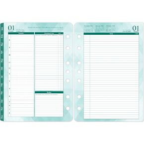 2025-2026 Planner Refills – Jul.2025 - Jun.2026, Two Pages Per Day Daily ＆ Monthly Planner, 5.5" x 8.4" Ring-Bound Organizer, Tabs, Quotes, Prioritized Task, Daily Tracker/Notes, Appointment Schedule