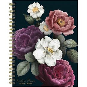 TF PUBLISHING July 2024 - June 2025 Coastal Flowers Medium Weekly Monthly Planner | Coordinating Planning Stickers | 12 Month Academic Year Planner | Faux Monthly Tabs | 6.5" x 8"