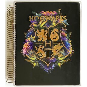 Paper House Productions Harry Potter 12 Month Undated 9.5" Planner with Month and Event Flag Stickers - Floral Hogwarts Crest