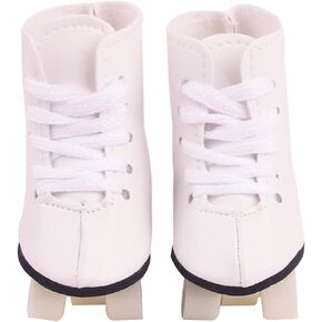 18 Inch Doll Roller Skates, 4 Styles are Available, Doll Ice Sports Gear Shoes Accessories, 18 Inch Doll-Sized Toy Skates for Boys Girls Dolls, Sparkling Gift for Granddaughter (Shiny Pink)