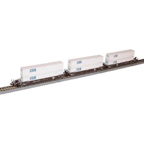 N Gunderson Maxi-IV BNSF Original Logo Well Car Set - CSX Container