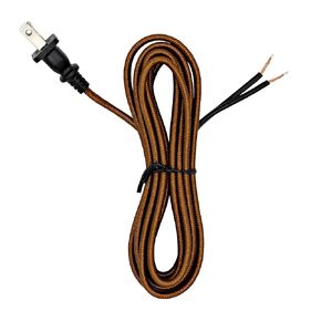 Creative Hobbies Rayon Cloth Covered Electric Lamp Cord with End Plug, Stripped Ends Ready for Wiring -8 Foot, SPT-2 UL Listed (Brown)