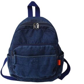 Small Denim Backpack for Women Vintage Aesthetic Backpack Mini Denim Backpack Canvas Backpack Casual Daypack (Light Blue)