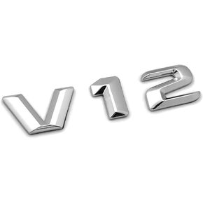 1X Chrome V12 Emblem Badge Decal Sticker for V12 Engine Auto Car Fender Trunk Tailgate Exterior Decal Sticker
