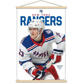 Trends International NHL New York Rangers - Adam Fox Feature Series 23 Wall Poster, 22.37" x 34.00", Print and Black Hanger Bundle