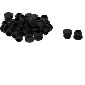 uxcell 5/8" 16mm OD Plastic Round Tube Ribbed Inserts End Cover Caps 34pcs, 0.51"-0.6" Inner Dia, Floor Furniture Chair Desk Protector