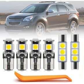 11pcs White LED Interior Lights Bulb Kit for Chevy Equinox 2010 2011 2012 2013 2014 2015 2016 2017 Map Dome Trunk License Plate Lights Super Bright Interior Light Bulbs + Install Tool