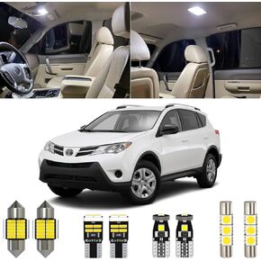 8 Piece 6000K White RAV4 LED Interior Light Kit Package Replacement for Toyota RAV4 2006 2007 2008 2009 2010 2011 2012 2013 2014 2015, with Placement Diagram and Install Tool