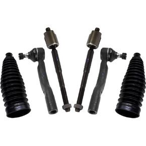 6 Pc Front Steering Kit Inner and Outer Tie Rod Ends Rack and Pinion Bellow Boots