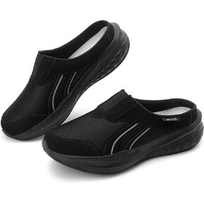 Women Mules Shoes Slip on Open Back Mesh Walking Shoes Sneakers Comfortable Arch Support Lightweight