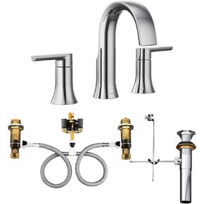 Moen Doux Brushed Nickel Two-Handle Adjustable Widespread Contemporary Bathroom Faucet Trim Kit, Valve Required, TS6925