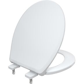 R&T Elongated Toilet Seat Slow Closed Front Toilet Seat for Standard Toilet Bowl Quick-Release Lid and Seat,Plastic White