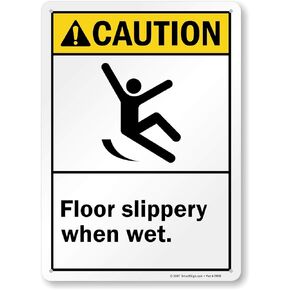 SmartSign - S-4375-PL-14 تنبيه - الأرضية زلقة عندما تكون مبللة تسجيل بواسطة | بلاستيك مقاس 10 × 14 بوصة بلاستيك مقاس 10 × 14 بوصة - علامة تحذير ANSI