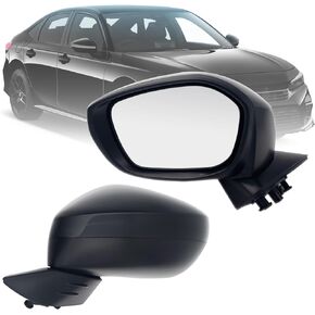 Left Driver Side Mirror Compatible With 2022-2024 Honda Civic Sedan Hatchback 3-Pins Manual Folding Non Heated Rear View Door Mirror Black