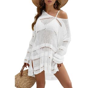 Bsubseach Women Swimsuit Crochet Swim Cover Up Summer Bathing Suit Swimwear Knit Pullover Beach Dress