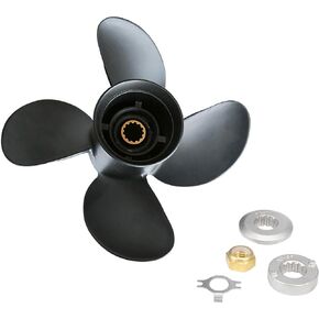 48-8M8026625 10.6 X 12P Outboard Boat Propeller Replacement for Mercury 25-70HP Aluminum Prop 10.6 Dia X 12 Pitch 4 Blade RH 13 Spline Tooth with Hub Kit