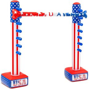لعبة Threan 4th of July القابلة للنفخ Limbo لعبة عيد الاستقلال Limbo Party Game أحمر أبيض أزرق العلم الأمريكي قابل للنفخ Limbo للبالغين في الأماكن المغلقة وفي الهواء الطلق، يوم الذكرى الوطنية للمحاربين القدامى، لعبة الدعامة