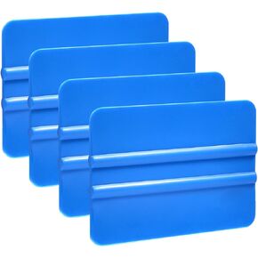 AHCHAY 4-inch Vinyl Wrap Squeegee Car Film Flexible Plastic Scraper Window Tint Film Tool Kit for Vehicle Wrapping, Tinting, Wallpaper, Decals, Craft, Pack of 4, Blue