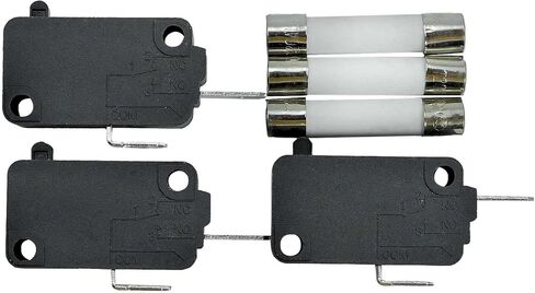 KW3A Microwave Oven Door Switch (2 Normally Open and 1 Normally Close) 16A 125V/250V Door Interloc and Slow-Blow Ceramic Fuses (Pack of 3) Compatible with Microwave Oven in Saudi Arabia