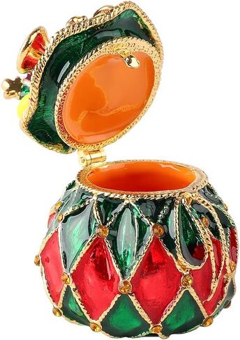 Christmas Trinket Boxes Hinged Hand-Painted Enamel Lucky Bag Shape Figurine Ornaments Craft Unique Gift for Xmas Decor (Green) in Saudi Arabia