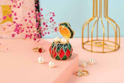 Christmas Trinket Boxes Hinged Hand-Painted Enamel Lucky Bag Shape Figurine Ornaments Craft Unique Gift for Xmas Decor (Green) in Saudi Arabia
