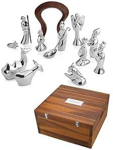 Nambe Miniature Nativity Storage Box | Keepsake Storage Box for Holiday Figurines and Home Décor | Made of Acacia Wood | Measures at 17.75" x 16.25" x 7" in Saudi Arabia