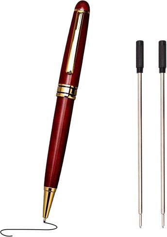 Luxury Walnut Wood Fancy Ballpoint Pen for Men Writing Journaling Pen Set with 2 Black Ink Refills and Gift Box Cool Journal Business Pens Elegant Vintage Wooden Professional Executive Twist Pen in Saudi Arabia