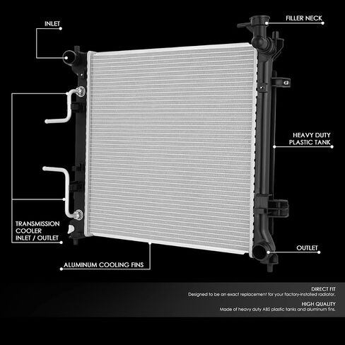 DNA Motoring OEM-RA-2338 1-Row Aluminum Radiator Compatible with 01-05 Accent 1.6L AT, 25-1/8" W X 13-3/16" H X 5/8", 1-1/4" Inlet, 1-1/4" Outlet in Saudi Arabia
