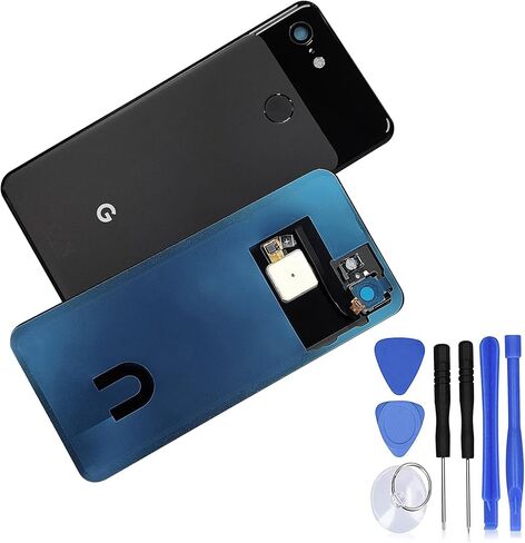 Replacement Back Glass Rear Panel Back Door Housing Parts for Google Pixel 3 5.5" G013A with Camera Lens and Fingerprint Flex(Pixel 3 5.5"-W/Finterprint-Black) in Saudi Arabia