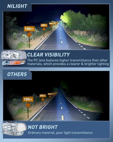Nilight Headlight Assembly Compatible for 1999 2000 2001 2002 2003 2004 2005 2006 GMC Sierra Yukon, Chrome Housing Clear Corner Clear Lens, Headlights Assembly Replacement in Saudi Arabia