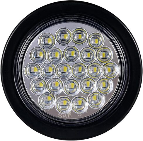 قطعتان من مصابيح LED المستديرة للمقطورة مقاس 4 بوصات 24 مصباح LED أحمر لإشارة إيقاف الانعطاف، مصابيح احتياطية بيضاء مقاس 4 بوصات أضواء عكسية باللون الأحمر/الأبيض ومصابيح خلفية لشاحنة المقطورة مع 3 أسلاك توصيل شوكية in Kuwait