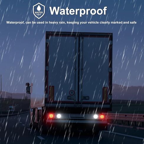 قطعتان من مصابيح LED المستديرة للمقطورة مقاس 4 بوصات 24 مصباح LED أحمر لإشارة إيقاف الانعطاف، مصابيح احتياطية بيضاء مقاس 4 بوصات أضواء عكسية باللون الأحمر/الأبيض ومصابيح خلفية لشاحنة المقطورة مع 3 أسلاك توصيل شوكية in Kuwait