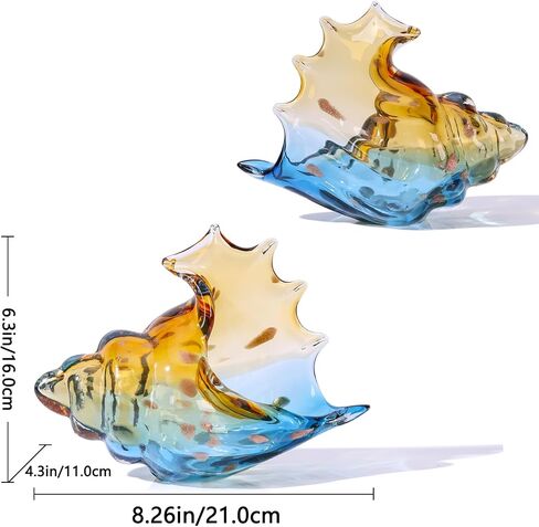 Sea Glass Art Figurines Hand Blown Conch Shell Sculpture, Green Sea Glass Decor Creative Conch Seashell Statue - For Coastal Room Decor Knick Knacks Home Decor Kitchen Decorations Above Cabinets in Kuwait