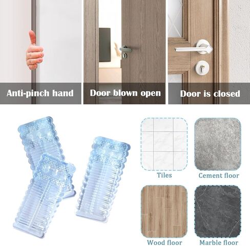 3pcs توقف الباب المطاطي الشفاف قسط الباب إسفين المضادة للانزلاق الباب توقف سيليكون الباب إسفين الثقيلة الباب توقف إسفين للبلاط الخشب والأرضيات الخشبية (الأزرق الشفاف) in Kuwait