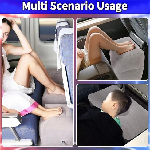 مسند قدم كرسي الألعاب قابل للنفخ ذاتيًا، كرسي ألعاب محمول مسند للقدمين، وسادة مسند للقدمين، أساسيات السفر لطائرة الطيران الطويلة، المكتب، المنزل، القطارات، السيارات in Kuwait