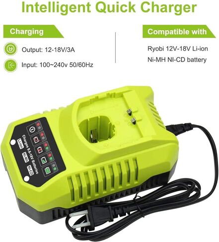 P117 استبدال شاحن IntelliPort للكيمياء المزدوجة لشاحن Ryobi P117 P118 P119 متوافق مع Ryobi 18V 14.4V 12V 9.6V بطارية ليثيوم Ni-Cd&Ni-Mh P100 P102 P103 P105 P107 P108 P200 1400670 in Kuwait