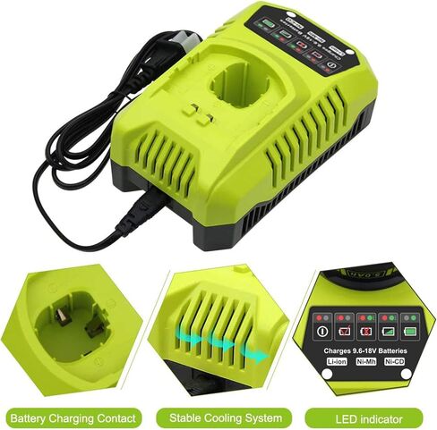 P117 استبدال شاحن IntelliPort للكيمياء المزدوجة لشاحن Ryobi P117 P118 P119 متوافق مع Ryobi 18V 14.4V 12V 9.6V بطارية ليثيوم Ni-Cd&Ni-Mh P100 P102 P103 P105 P107 P108 P200 1400670 in Kuwait