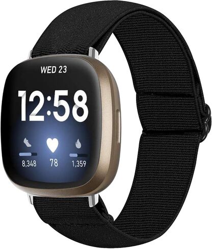 FitTurn Compatible with Fitbit Versa 3/Sense Bands Elastic Adjustable Nylon Fabric Strap Replacement Bracelet Stretch Soft Strap Wristbands Loop Accessories Women Men in Saudi Arabia