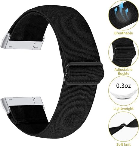 FitTurn Compatible with Fitbit Versa 3/Sense Bands Elastic Adjustable Nylon Fabric Strap Replacement Bracelet Stretch Soft Strap Wristbands Loop Accessories Women Men in Saudi Arabia