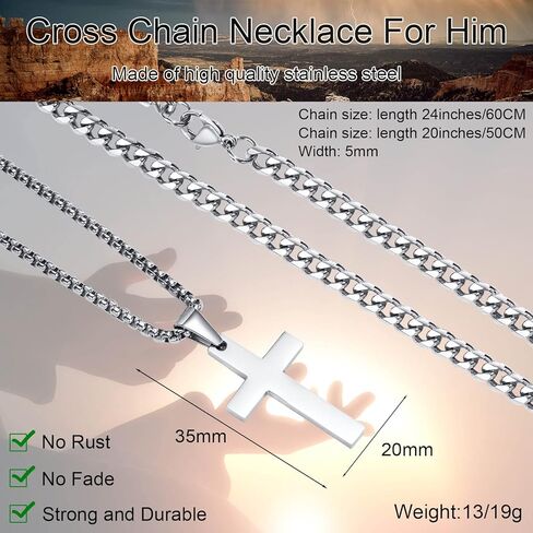 VNOX To My Son Necklace - قلادة متقاطعة الطبقات هدية للابن من أمي الفولاذ المقاوم للصدأ الفضة الطبقات الكوبية سلسلة الصليب قلادة قلادة مجوهرات بسيطة هدايا عيد ميلاد الابن من أمي in Kuwait