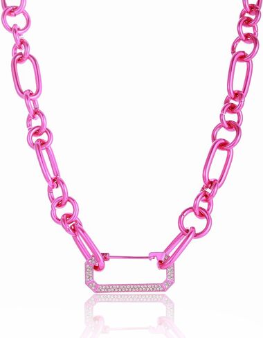 Hot Pink Chunky Chain Necklace,Dainty Choker Necklace,Hot Pink Necklace,Great Gift for Women in Saudi Arabia