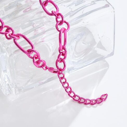 Hot Pink Chunky Chain Necklace,Dainty Choker Necklace,Hot Pink Necklace,Great Gift for Women in Saudi Arabia