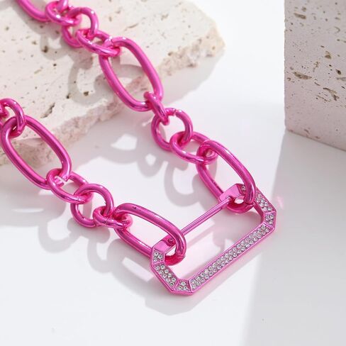 Hot Pink Chunky Chain Necklace,Dainty Choker Necklace,Hot Pink Necklace,Great Gift for Women in Saudi Arabia