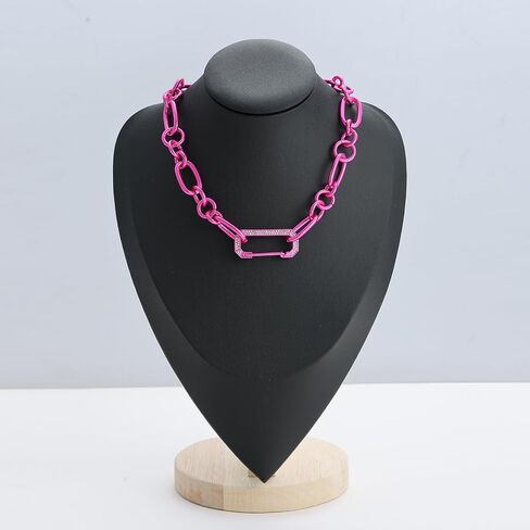 Hot Pink Chunky Chain Necklace,Dainty Choker Necklace,Hot Pink Necklace,Great Gift for Women in Saudi Arabia