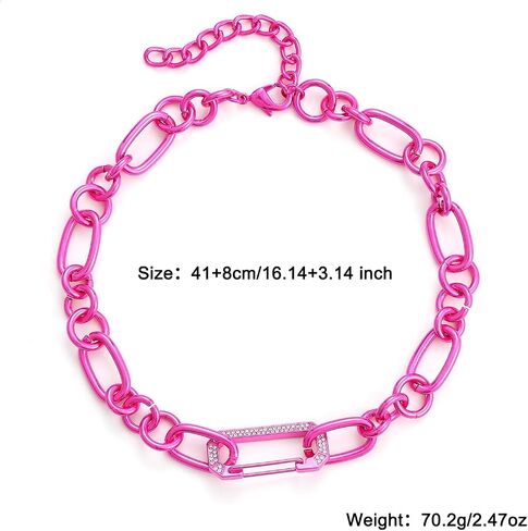Hot Pink Chunky Chain Necklace,Dainty Choker Necklace,Hot Pink Necklace,Great Gift for Women in Saudi Arabia